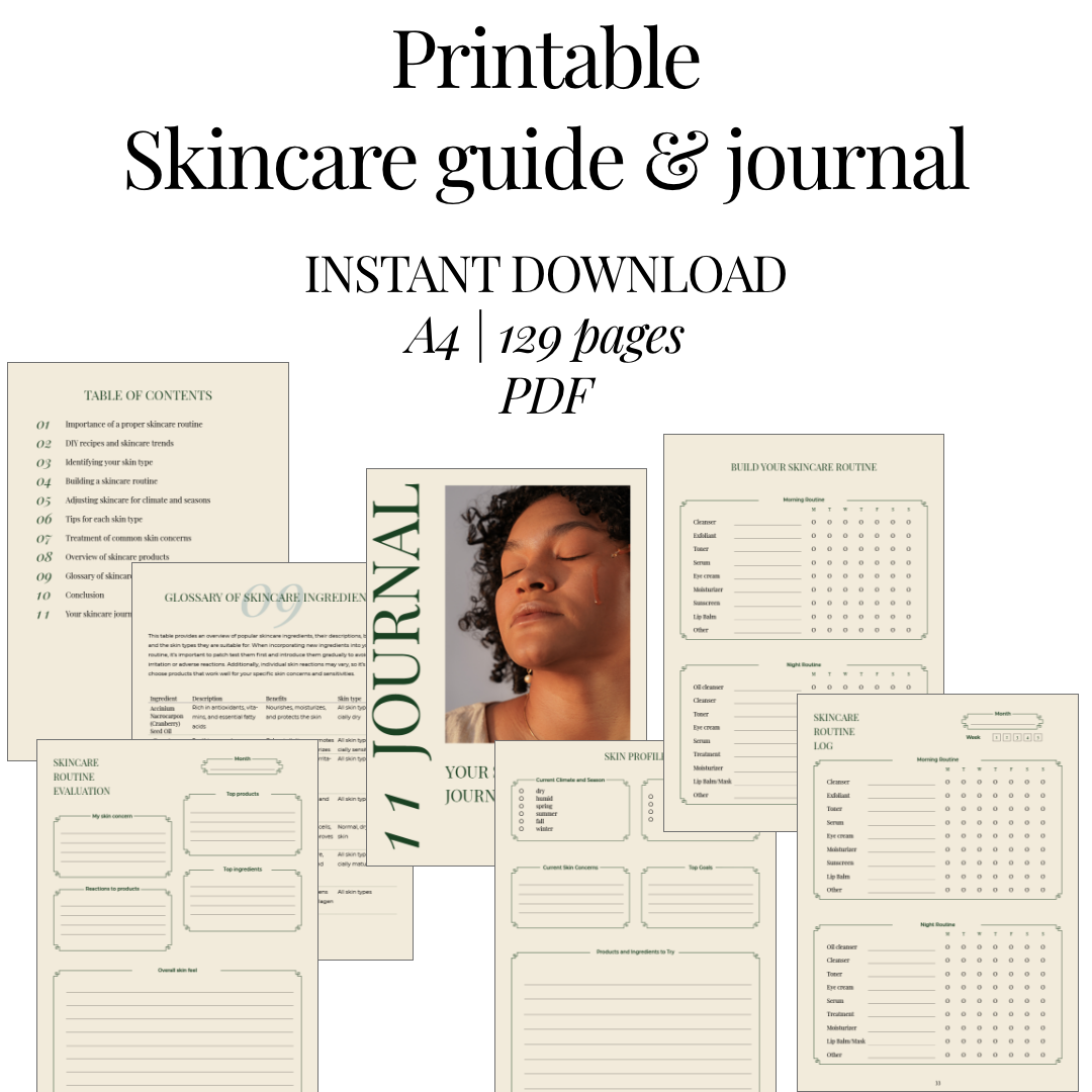 Skin Transformation in 30 Days Guide and Journal as print or hardcover in 2 languages