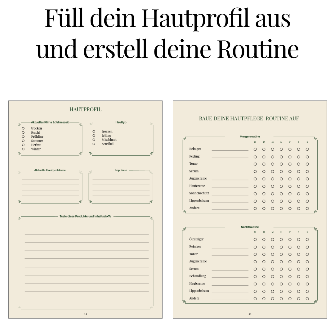 Skin Transformation in 30 Days Guide and Journal as print or hardcover in 2 languages