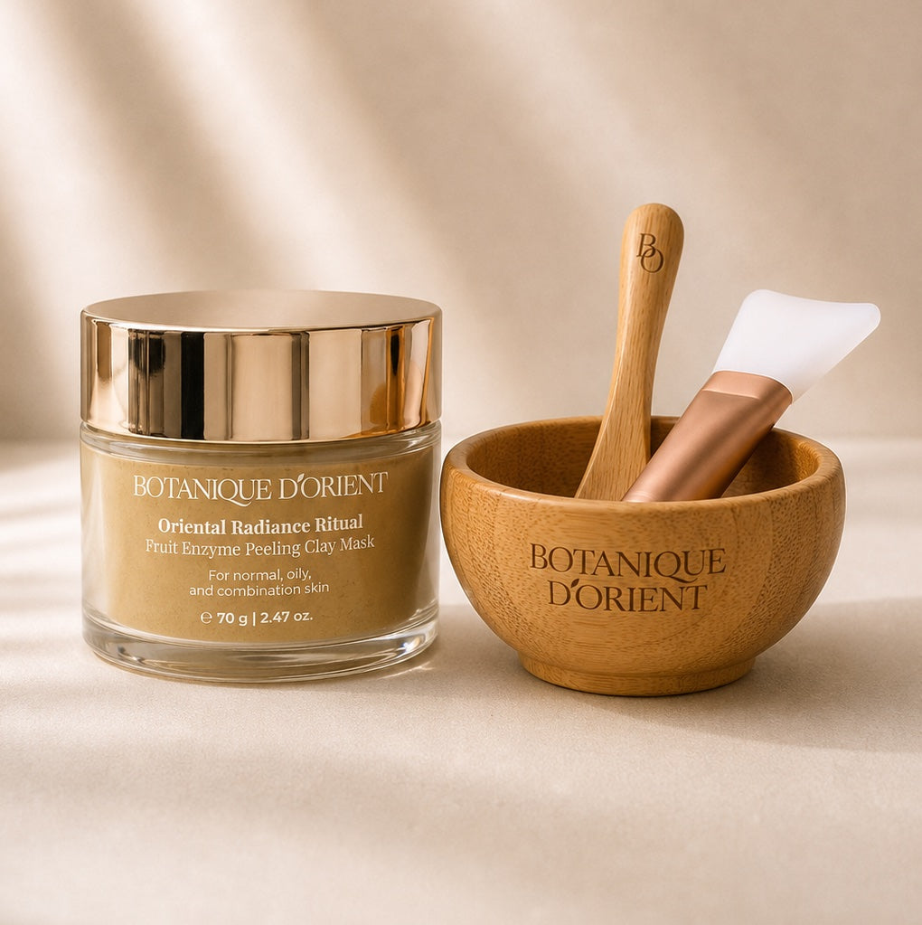 Fruit Enzyme Peeling Clay Mask mit Bambusschale, -löffel und Pinsel