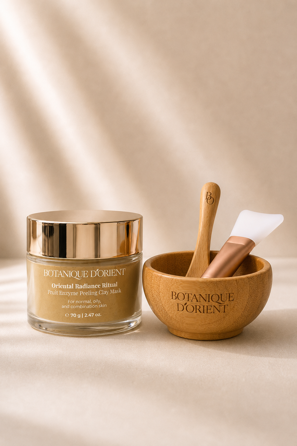 Fruit Enzyme Peeling Clay Mask mit Bambusschale, -löffel und Pinsel